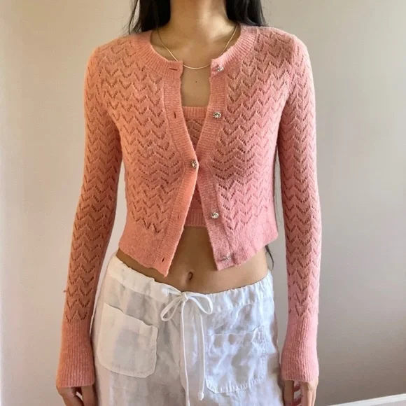 Zara alpaca wool pointelle knit tank pink - Picture 6 of 6